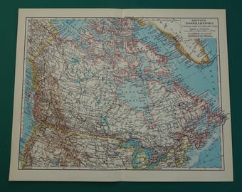 Old map of Canada / original 1933 vintage Canada map / detailed maps British America Dominion