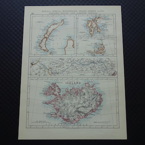 Alte englische Landkarte von Island Nova Zembla Spitzbergen Original antike 120+ Jahre alte Landkarten