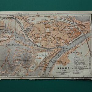 Alte Landkarte von Namur 1910 Antike Stadtplan Namen Nameur Belgien 10x15 cm kleine detaillierte Vintage Karten