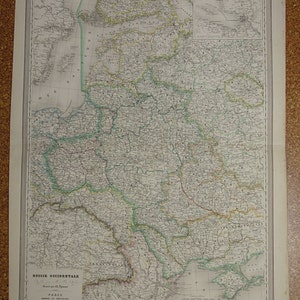 Europäische RUSSLAND Landkarte LARGE 1863 ursprünglicher alter antiker Druck der baltischen Staaten Polen vintage französische Karten Plakat Lettland 24x33