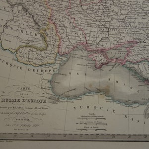 1851 RUSIA mapa antiguo de Rusia GRANDES mapas franceses originales antiguos sobre Ucrania Crimea Polonia Finlandia Estados bálticos fechados