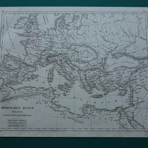Antieke kaart ROMEINSE RIJK Originele 175+ jaar oude afdruk van het keizerrijk Rome ten tijde van Constantijn de Grote - vintage geschiedeniskaarten Europa