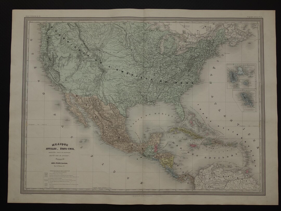 Old USA Map LARGE 1880 Original - Il 1080xN.6623452037 860h