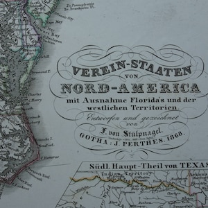 USA Karte LARGE aus dem Jahr 1868, Teil der alten Landkarte von der Ostküste der USA detaillierte vintage Karten mit Jahreszahl im Format 15x18 groß