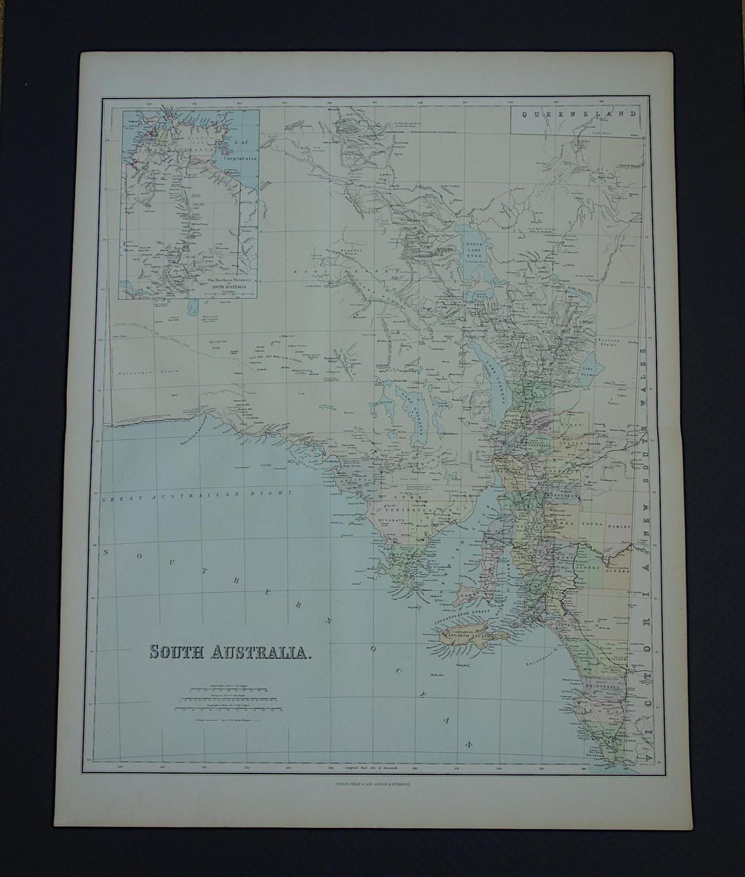 South Australia Old Map LARGE Original 1890 Big Antique Maps About ...