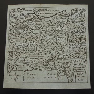 Carte de la Pologne vieille de 360 ans et plus, gravure ancienne originale Pologne, petites cartes vintage de 5 x 5 po.