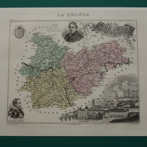 タルン・エ・ガロンヌ県タルン・エ・ガロンヌ県アンティーク地図フランス1882年美しい古い手色の地図カステルサラシン・モントーバン・ヴァランス地図