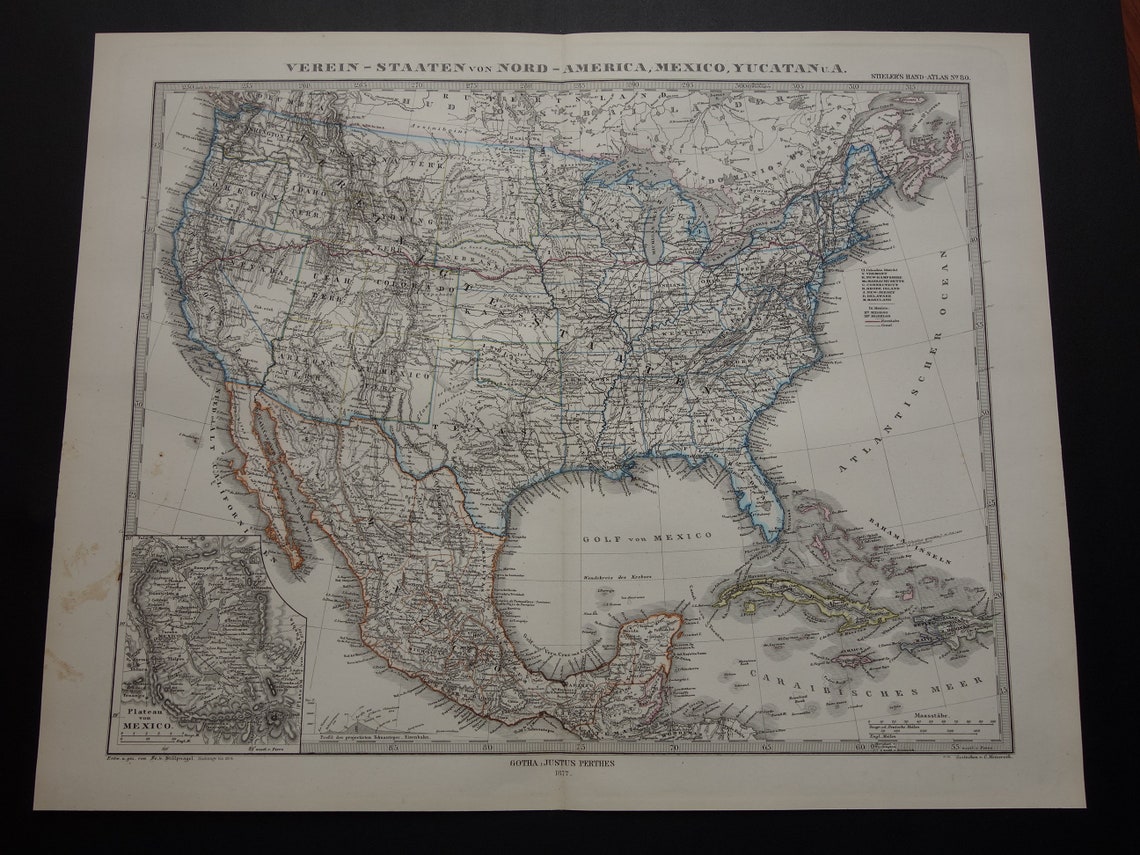 145 Years Old USA Map LARGE 1877 Original Antique Poster | Etsy