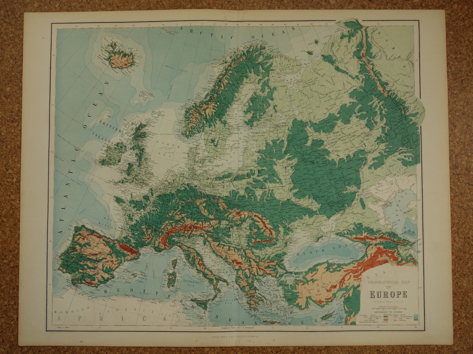 EUROPE large antique map 1890 original vintage poster print of  Etsy