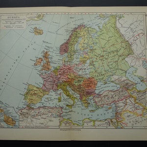 EUROPA alte Landkarte Europa 1928 originale vintage Landkarte Europa europäische Kontinent antike Landkarten