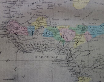AFRIQUE ancienne carte de l'Afrique en 1878, impression ancienne originale sur le continent africain - Carte politique de l'Afrique, affiche vintage des colonies africaines 9 x 11"