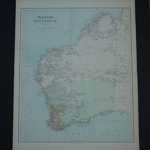 Western Australia old map LARGE original 1890 antique maps about Perth WA state vintage poster