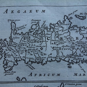 360+ Jahre alte Karte von Creta und Cypern Original, antike Landkarte vonZypern Crete Vintage kleine Karten 5x5"Creta Cypern