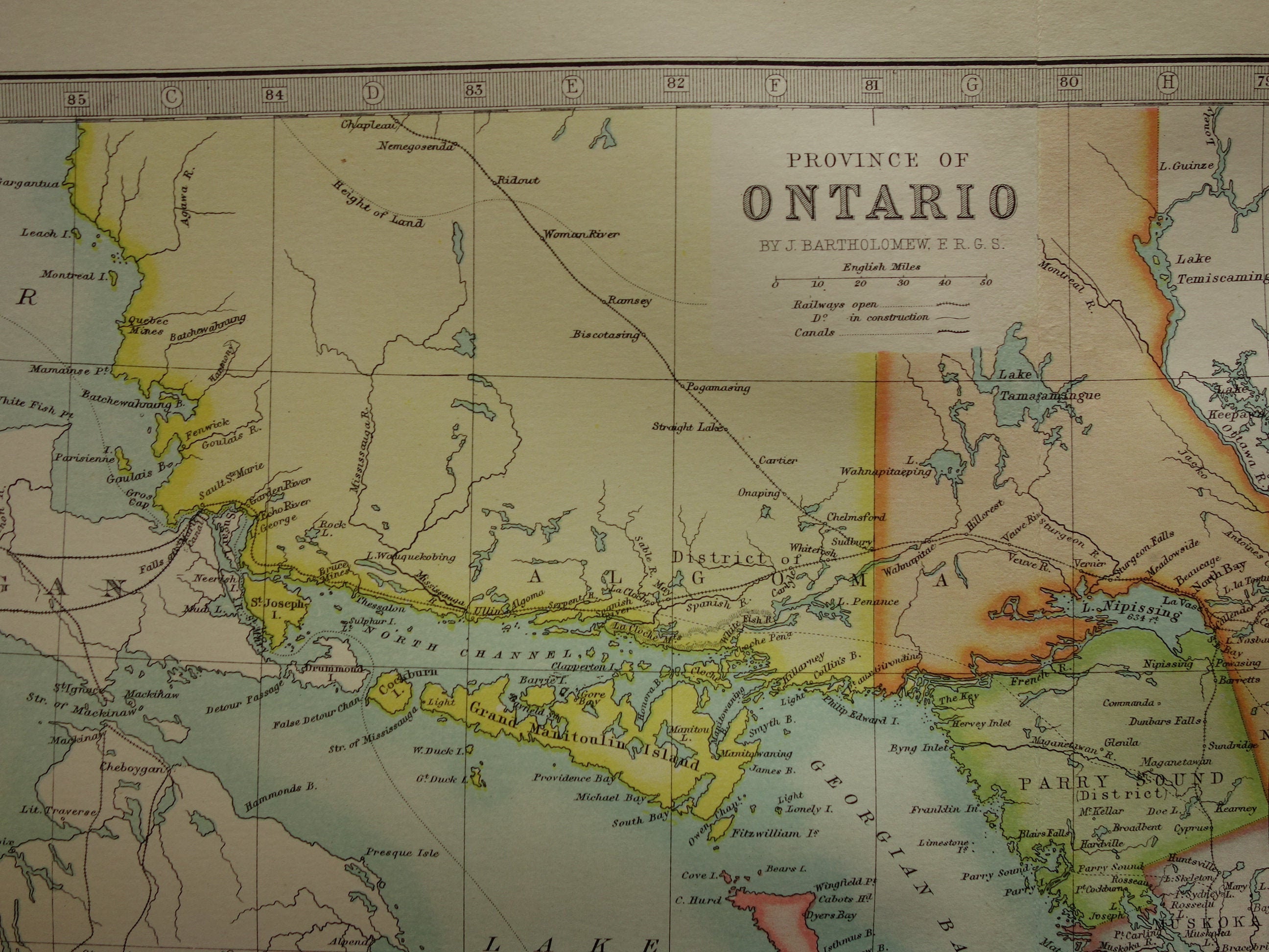 ONTARIO alte Karte LARGE original Ottowa 14x18 Druck Poster Vintage Karten large Kanada von Ontario Toronto big alter detailliertes 1890