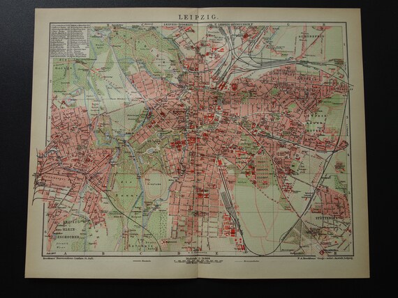 Leipzig Old Map Of Leipzig Germany 1907 Antique City Plan Etsy