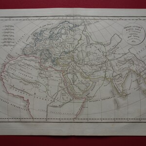 Carte du monde Ptolémée 1832, gravure ancienne originale du monde entier connue dans l'antiquité classique, carte du monde vintage, cartes françaises