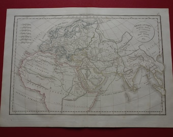 PTOLEMY world map 1832 Original old antique print of the world known in classical antiquity vintage worldmap French maps