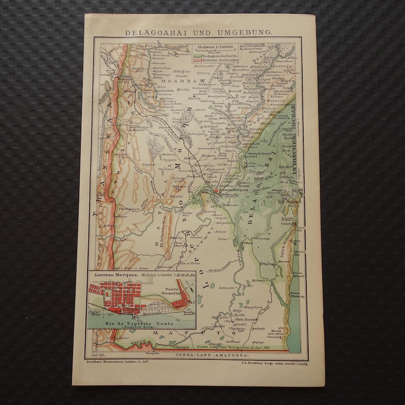 MAPUTO Old Map of Mozambique 1911 Original Antique City Plan About ...