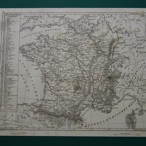 Antique map of France Original 175+ years old France map Vintage maps black and white