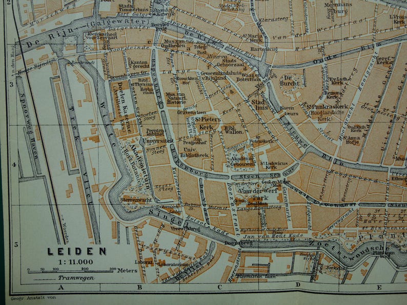 leiden-old-map-of-leiden-1910-original-antique-map-about-leiden-zuid