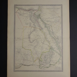 Oude kaart van Egypte Soedan Noordoost-Afrika LARGE originele 1851 antieke Franse printposter vintage kaarten Cairo Eritrea Ethiopië met jaardatum
