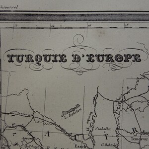European Turkey map - original 145+ years old antique French print about Ottoman empire Greece Bulgaria vintage maps of Balkans Bulgaria