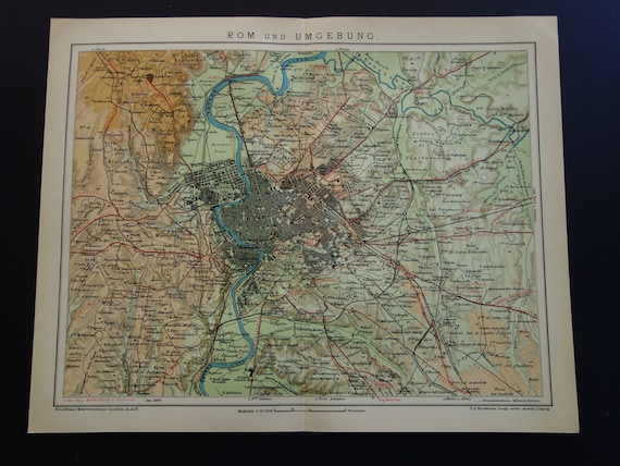 Old Map of Rome and Surroundings 1905 Original Antique City | Etsy