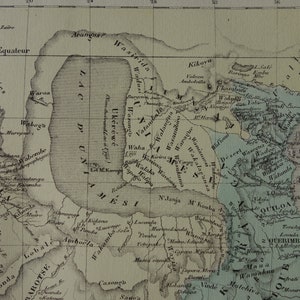 AFRIKA alte Landkarte Süd-Afrika 1858 original antike handkolorierte Karte von Süd-Zentral-A. ungerader See Uniamesi Meer vintage Karten 11x14"