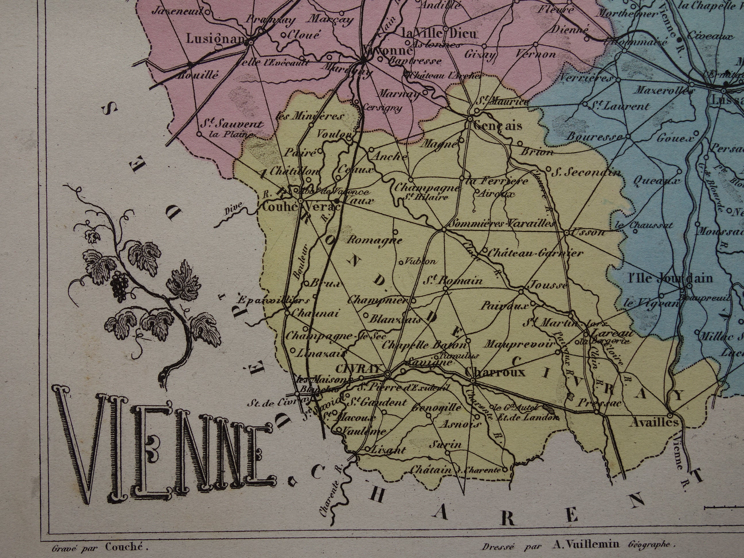 VIENNE antique map of Vienne department France 1876 original Etsy VIENNE antique map of Vienne department France 1876 original Etsy
