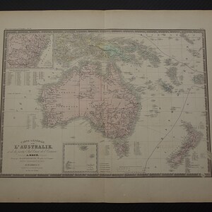 1876 AUSTRALIA vecchia mappa - GRANDI mappe antiche originali sull'Australia Melbourne Sydney - poster vintage Perth