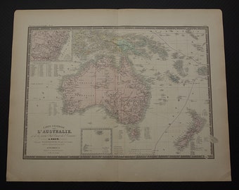 1800年代のオーストラリアの地図 067 南半球 旅行 休暇 冒険 島 オズ