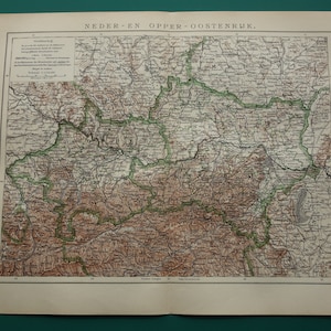 ÖSTERREICH alte Landkarte um 1910 original antiker Druck Salzburg Linz Donau vintage Karten Wien