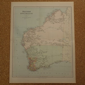 Western Australia Landkarte LARGE original 1890 antike Landkarten über Perth WA State Vintage Poster