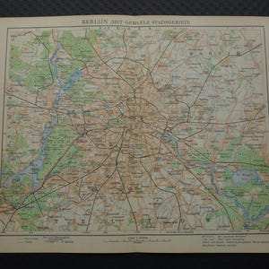 Ancienne carte de Berlin et ses environs, 1933, plan de ville imprimé vintage original - alte karte Stadtplan von Berlin, cartes anciennes détaillées 10 x 12"