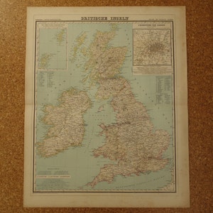 160+ Jahre alte Landkarte von Großbritannien und Irland Großes original, antikes Druck Poster Great Britain Vintage politische Landkarten Britische Inseln 50 x 62 cm groß