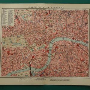 Über 110+ Jahre alter Stadtplan von LONDON original antiker Stadtplan von 1909 London Detailkarten kleines Poster - 10x12"