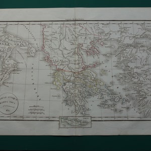 Alte Landkarte von Griechenland in der Antike Original antike 1832 Geschichtsdruck Griechenland vom Vintage Karten