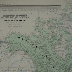 Große Antike Weltkarte Original 140+ Jahre alte Landkarte der Welt