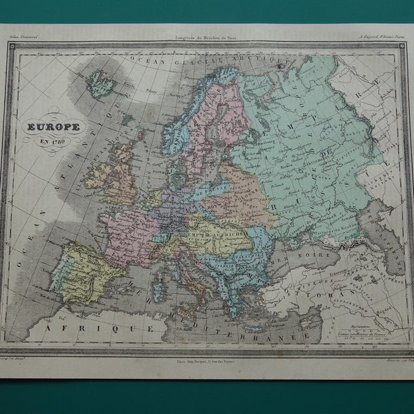 1789 Map of Europe - Etsy