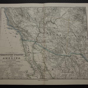 CALIFORNIA ARIZONA mappa antica GRANDE 1881 manifesto originale vecchio di Los Angeles San Diego Usa Tucson mappe vintage dettagliate 15x18" storiche degli Stati Uniti