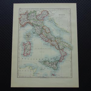 ITALY alte englische Landkarte von Italien Original antike 120+ Jahre alte Landkarten