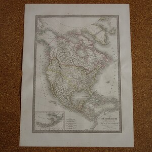 1830 NORDAMERIKA Landkarte GROSSE original antike Poster Karte der USA Mexiko und Kanada - handkolorierte französische Vintage alte Karten Amerikas