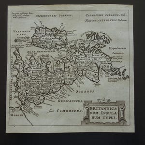 360+ Jahre alte Karte von UK Irland Britische Inseln Original antiker Druck Vereinigtes Königreich Vintage kleine Karten 5x5"Cluver Britannica Rum Insula