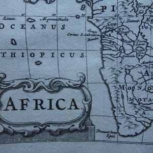360+ years old map of Africa Original antique print African continent Vintage small maps 5x5&quot; Cluver Africa