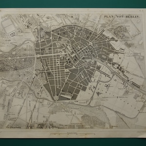BERLINO antica mappa di Berlino Germania Originale 170+ anni di planimetria della città tedesca 1849 mappe d'epoca Berlino
