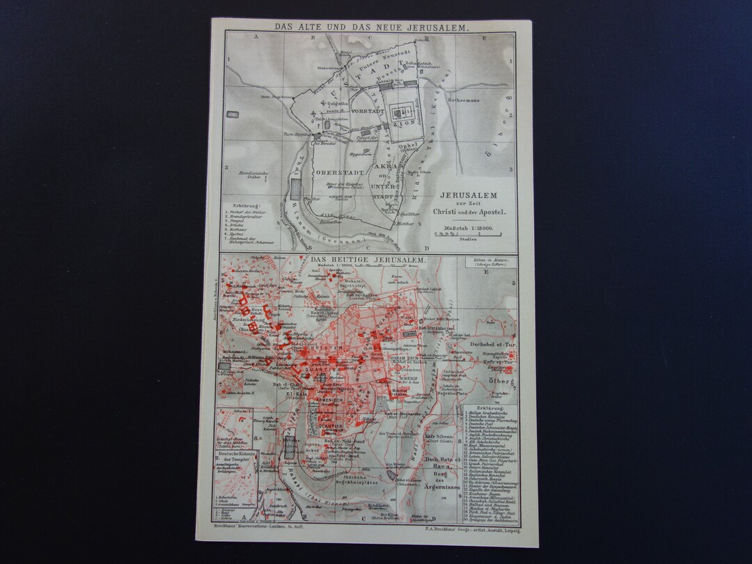 Old Map of Jerusalem 1905 Antique City Plan Print Jeruzalem - Etsy