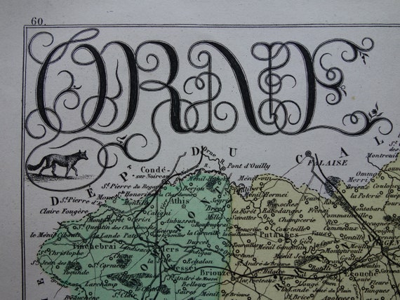 ORNE 1872 originele oude kaart handgekleurde antieke print - Etsy Nederland