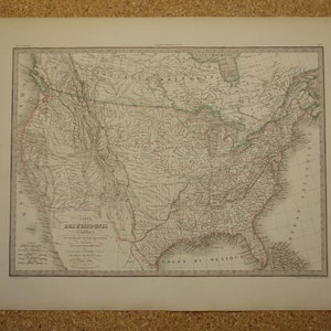 Alte US Landkarte 1851 GROSS, antiker Druck/Poster von den USA von Küste zu Küste - große vintage Karten mit Jahreszahl