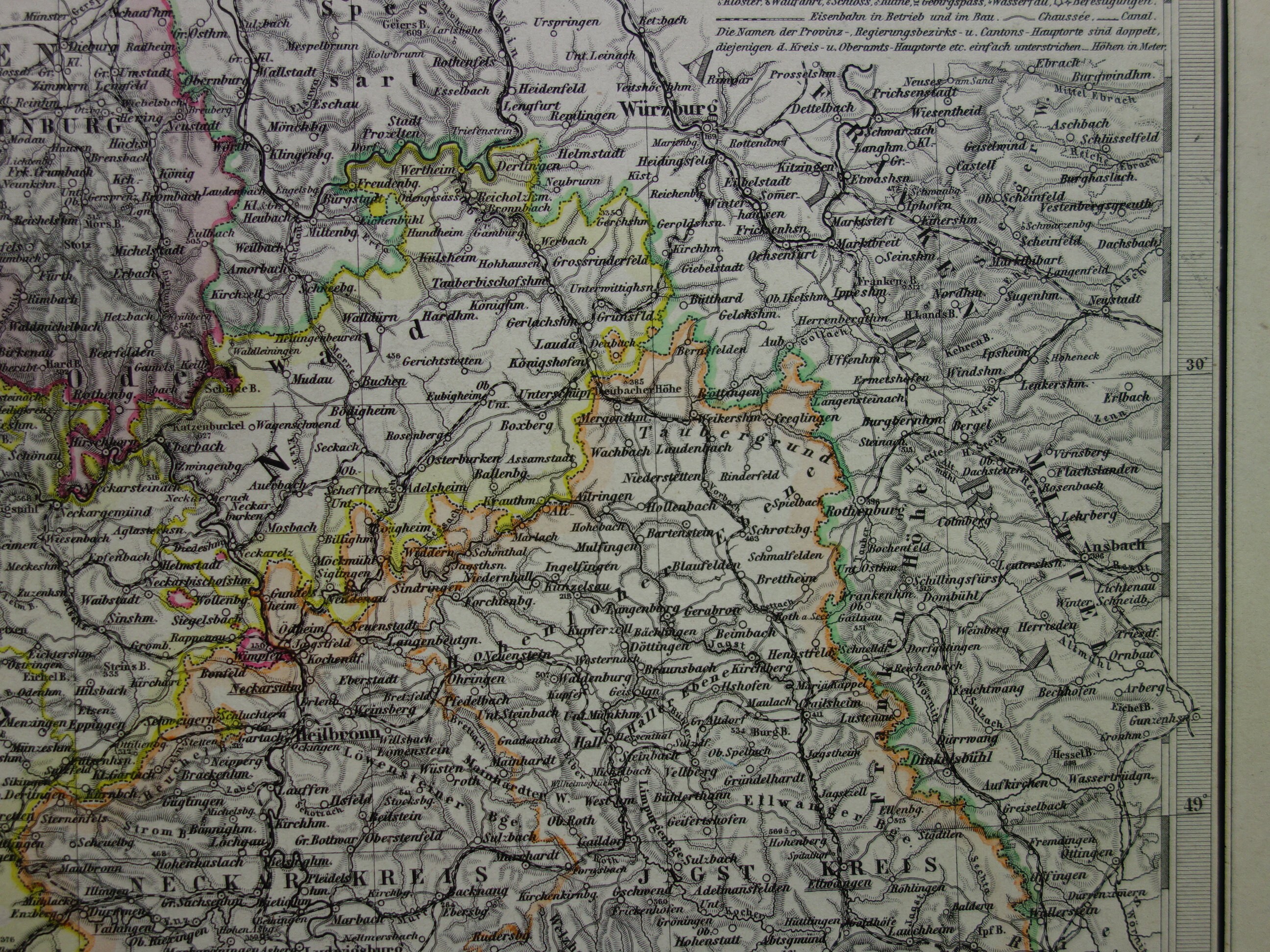 GERMANY Old Map LARGE 1886 Original Antique German Print Poster of ...