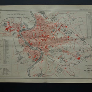 ROMA antica mappa di Roma Italia 1896 originale antica planimetria della città grande stampa poster di Roma Italia mappe cartacee d'epoca 12x18" grande
